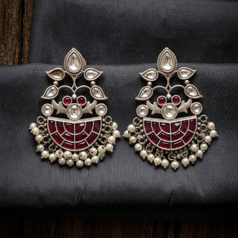 Ruby Kundan Jadau Chandbali