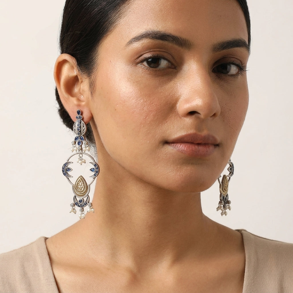 Chanda Dainty Chandbaali - Blue