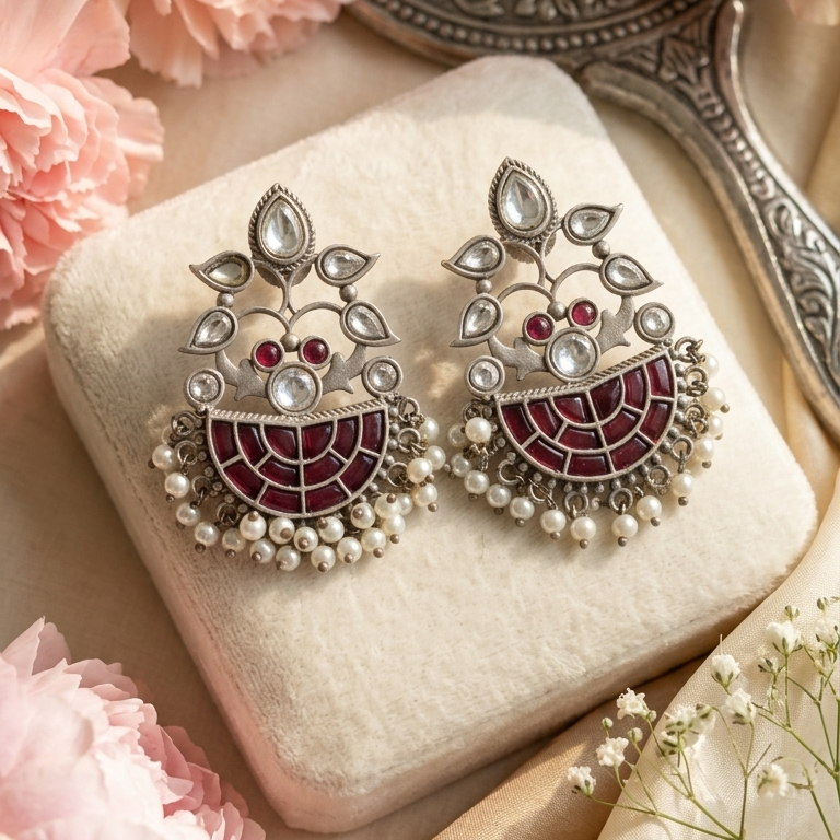Ruby Kundan Jadau Chandbali