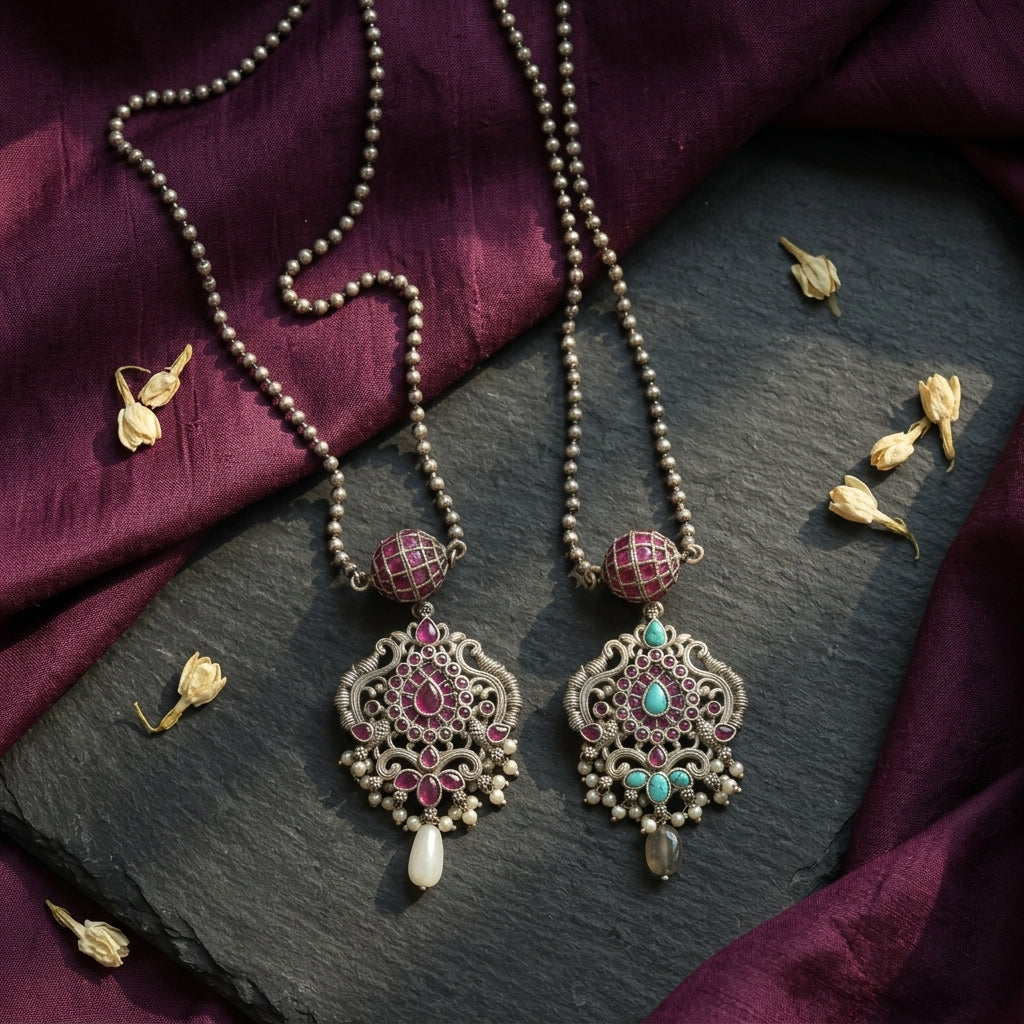 CZ Jadau Look Chain Necklace