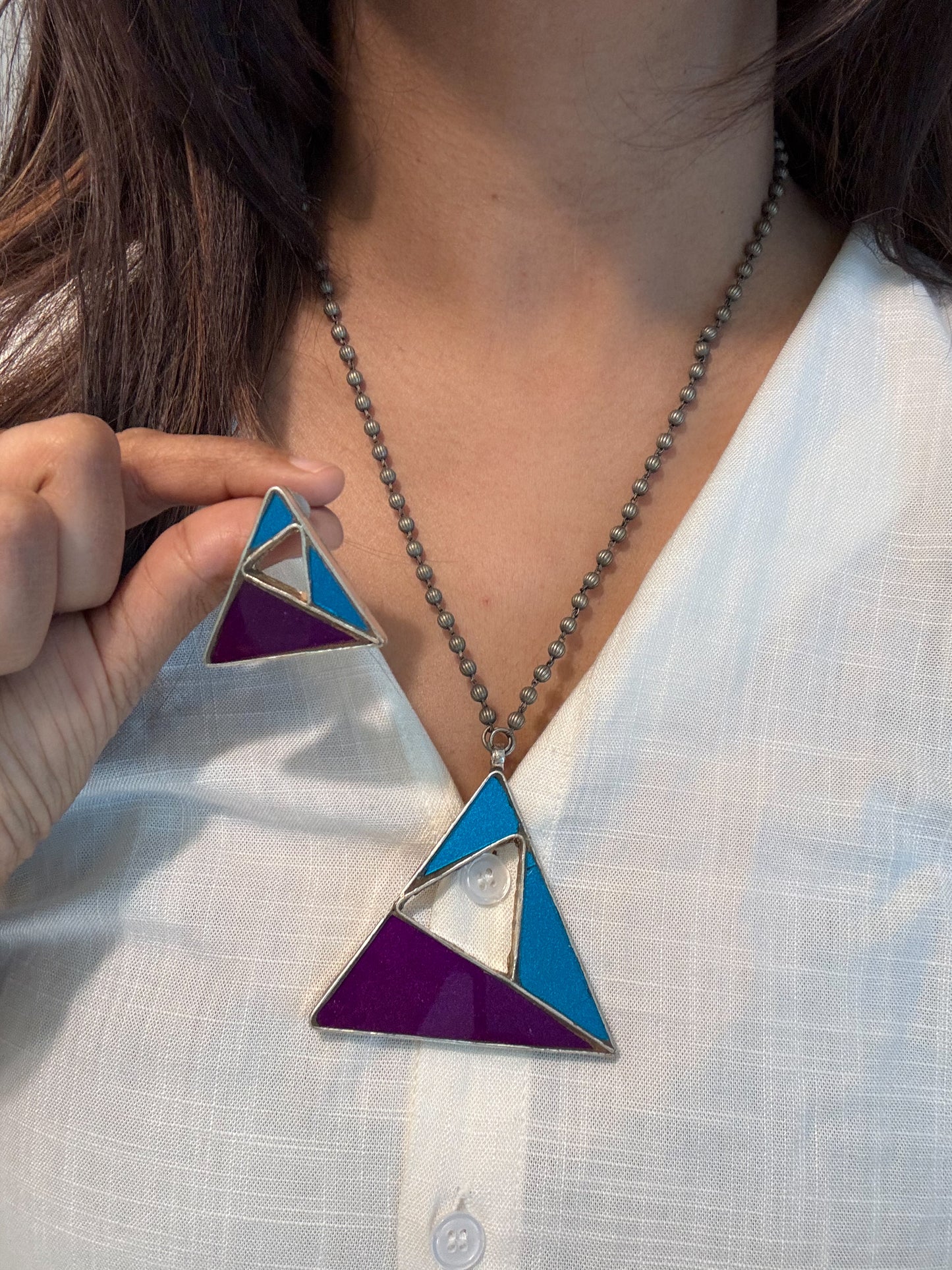 Contemporary Real Glass Pendant Set