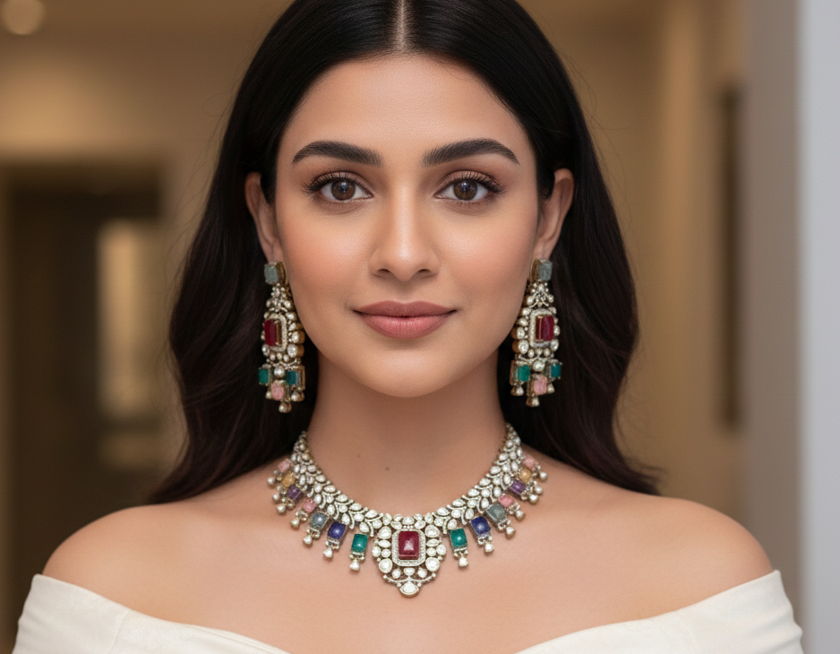 Kundan Polki & Doublet Necklace Set