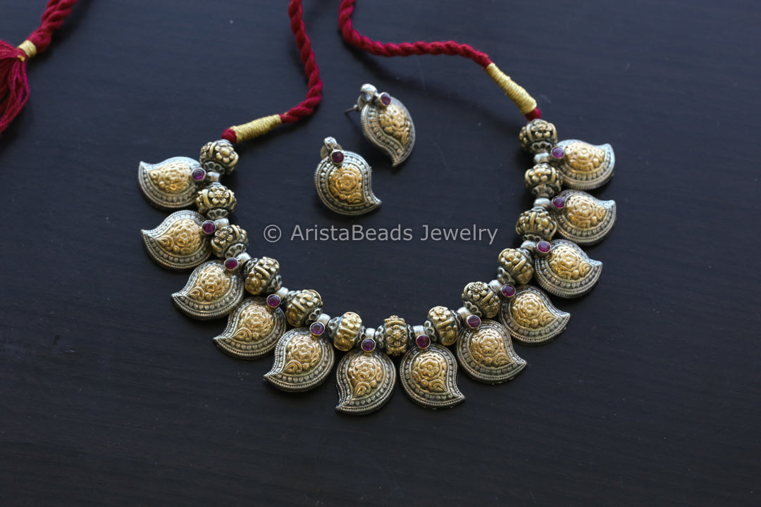 Next To Real Silver Mango Necklace - Dual Tone
