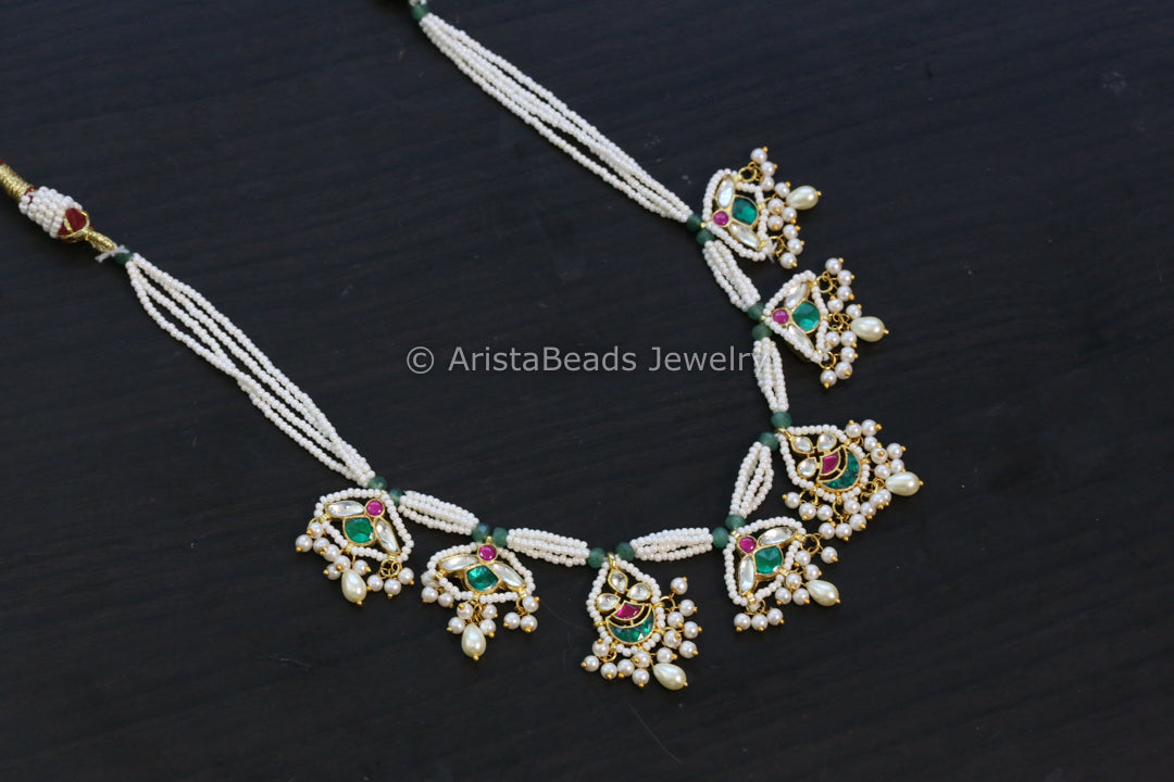 Multicolor Pachi Kundan Motif Mala Necklace