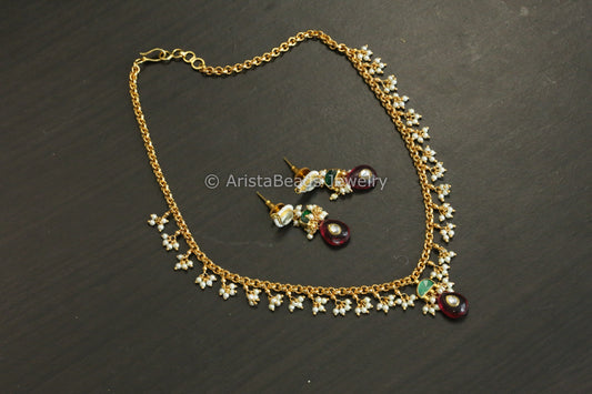 Danity Pachi Kundan Chain Set - Inlay Kunan Drops