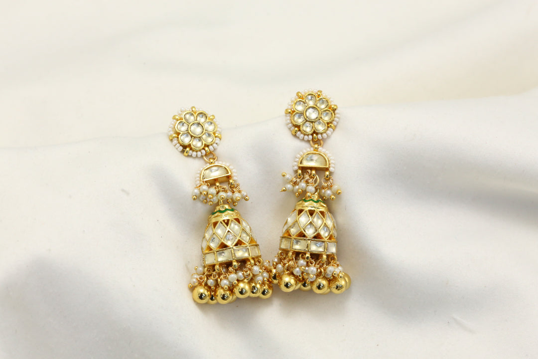 Long Clear Pachi Kundan Jhumka