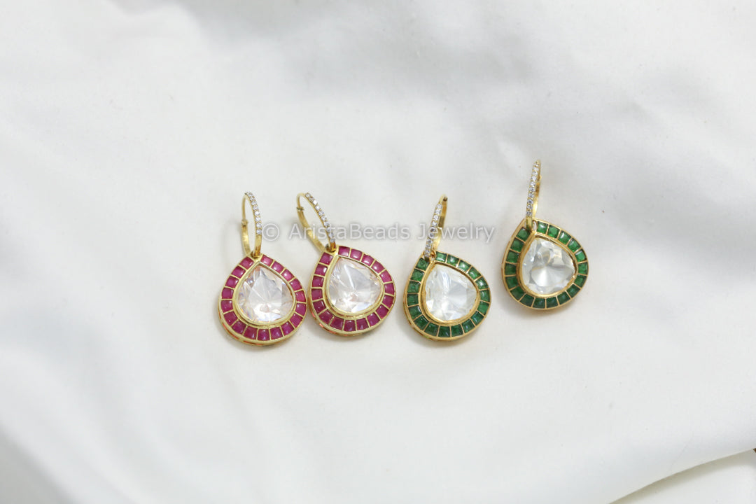 925 Sterling Silver Real Moissanite Hoop Earrings