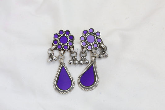 Alia Glass Earrings  - Purple