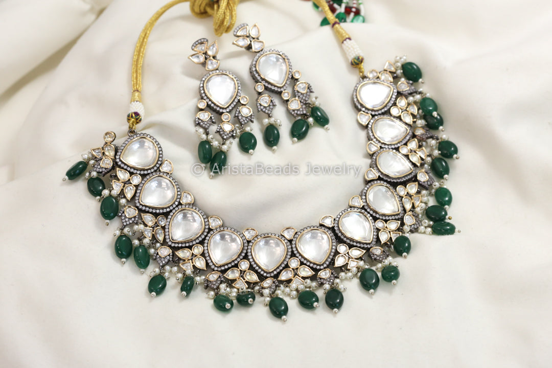Premium  Victorian Uncut Polki Kundan Set