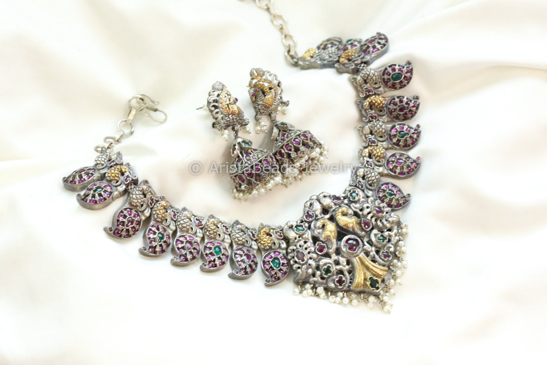 Nashi Kemp Stones Temple Necklace Set