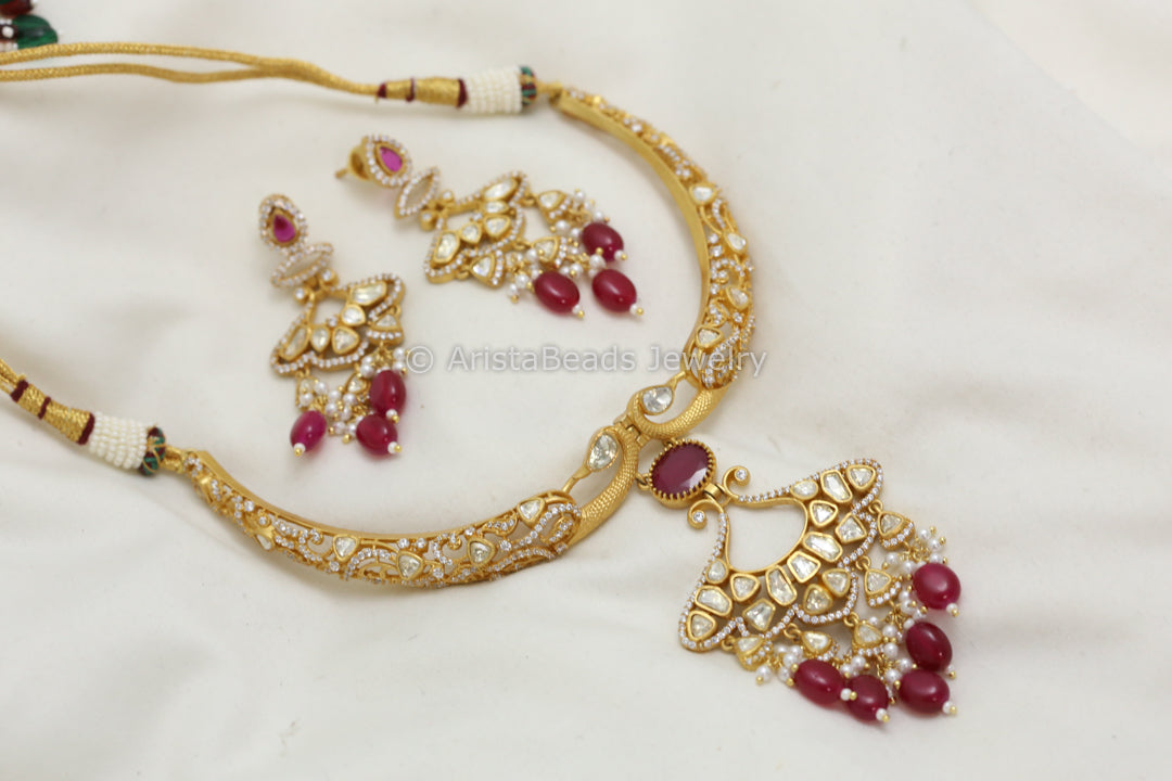 Real Moissanite & Nano CZ Hasli Set - Red