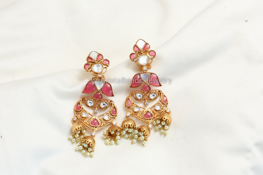 Red Kundan & MOP Kundan Jhumka