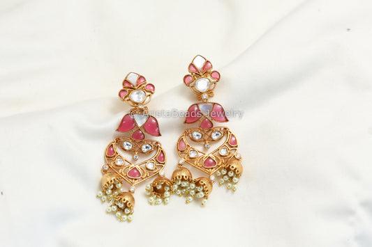Red Kundan & MOP Kundan Jhumka