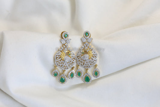 Mayura Emerald & Clear CZ Earrings