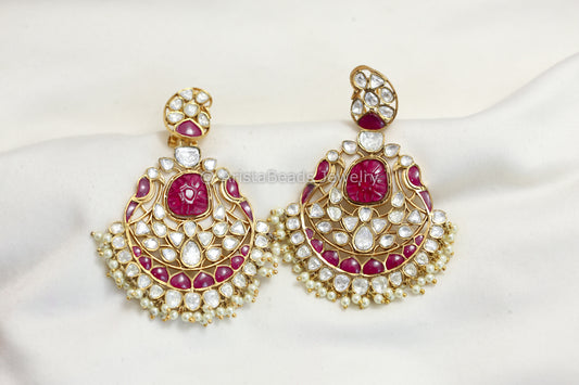 Ruby Jadau & Uncut Polki Kundan Chandbaali