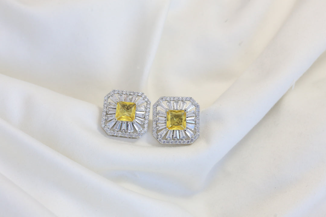CZ Studs -Yellow
