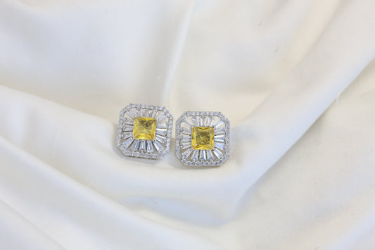 CZ Studs -Yellow