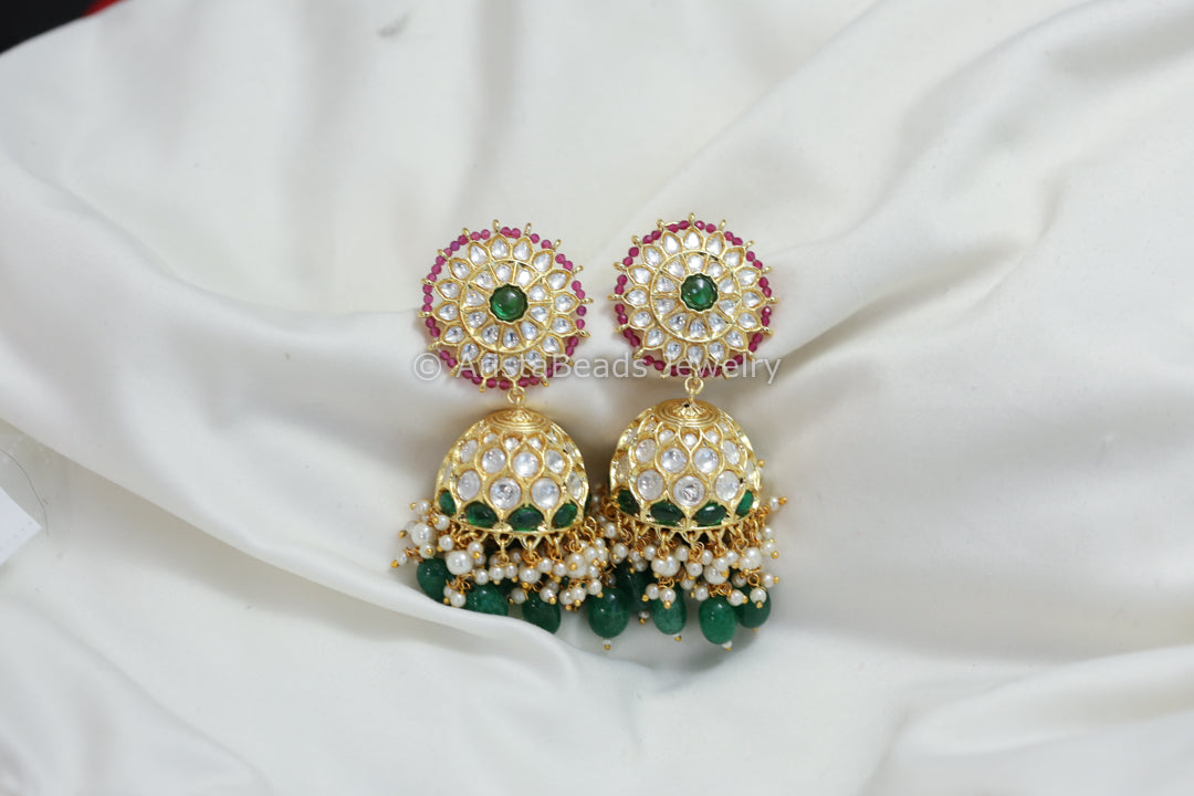 Kundan Polki Jhumka - Ruby Piroyi