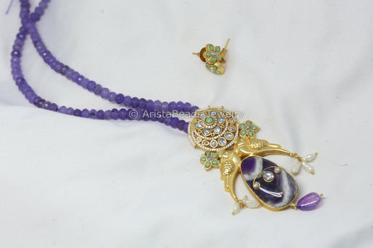 Jadau Fusion Necklace Set - Amethyst