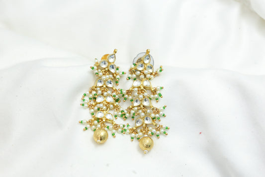 Dainty Pachi Kundan Earrings - Clear