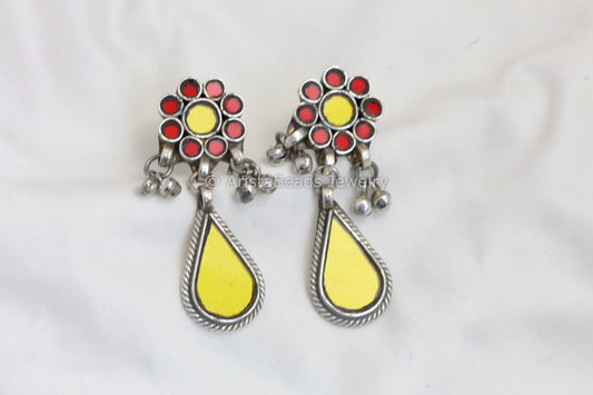 Alia Glass Earrings  - Yellow Red