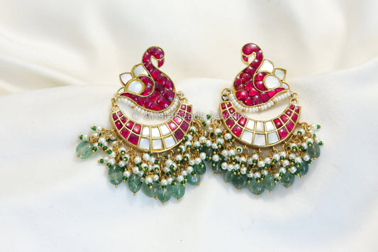 Jadau Kundan Swan Earrings