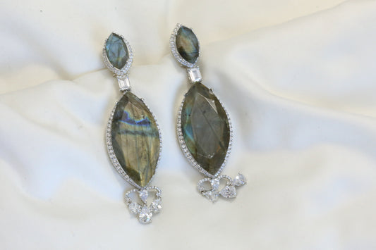 Labradorite Cab CZ Earrings