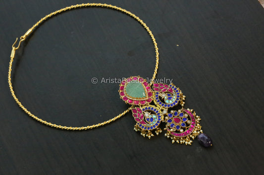 Fluorite  & Kundan Fusion Pendant (Removable)