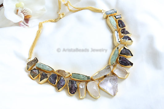 Handmade Rough Gemstones Necklace