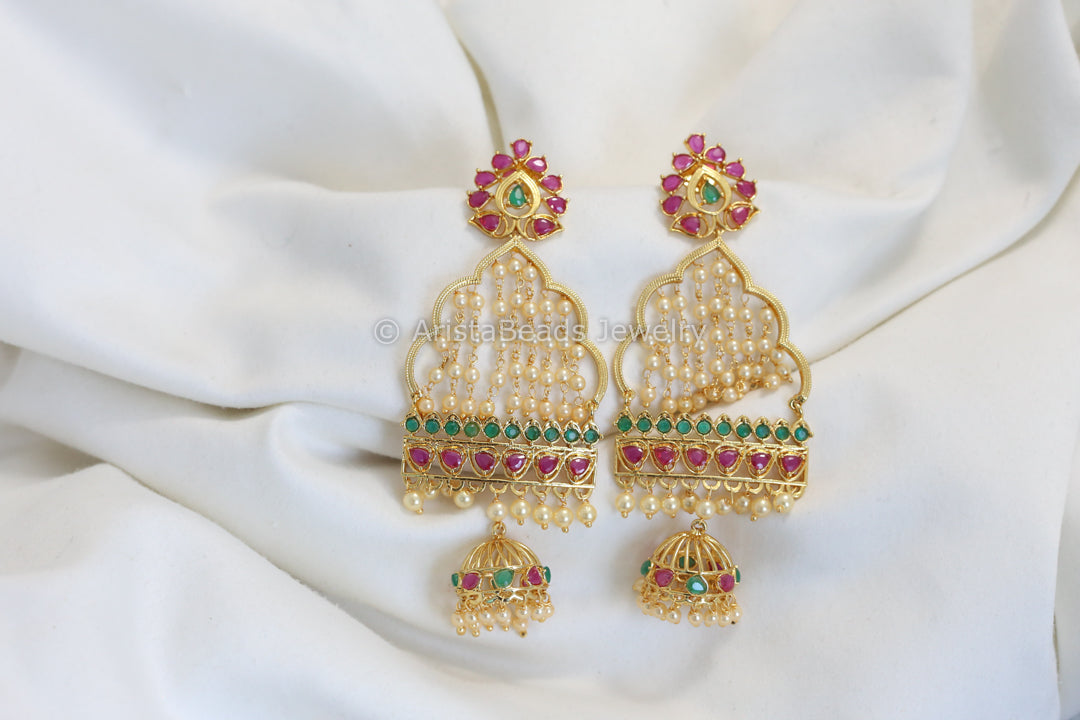 Jharoka Antique Gold Jhumka