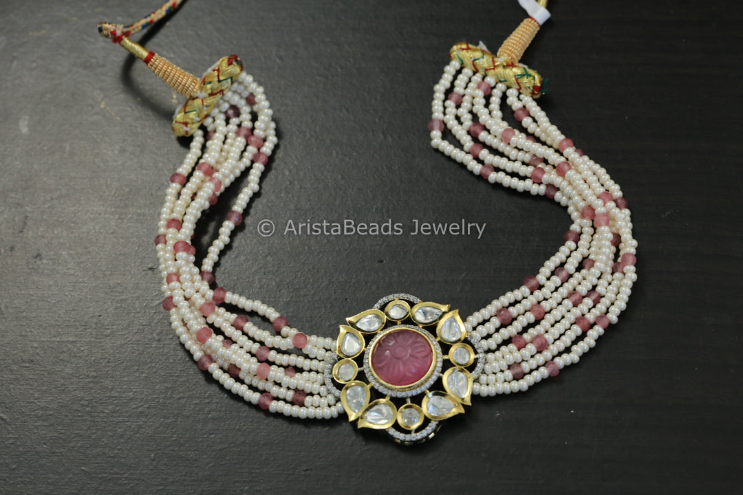 Cute Pearl & Foil Kundan Choker
