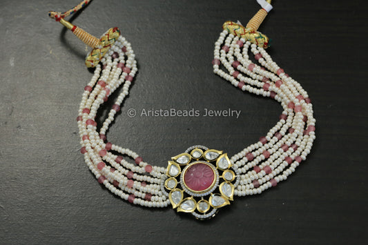 Cute Pearl & Foil Kundan Choker