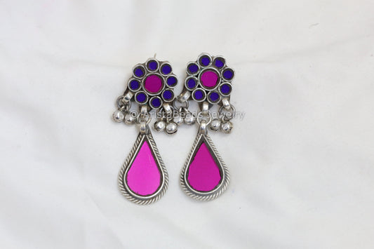Alia Glass Earrings  - Pink & Purple
