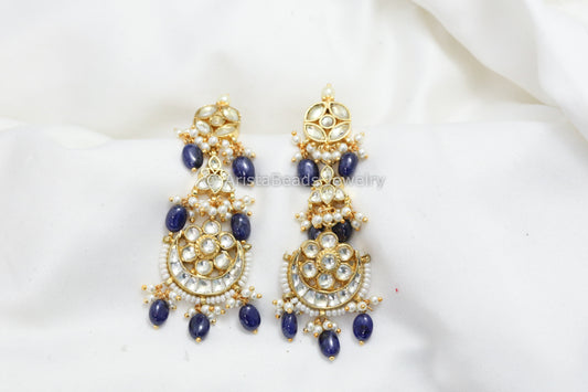 Fine Pachi Kundan Earrings - Blue