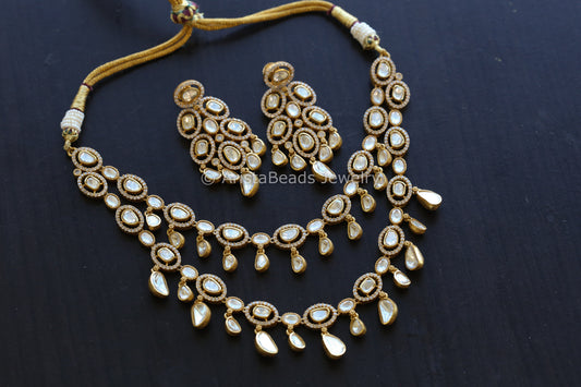 Real Moissanite Polki Necklace Set