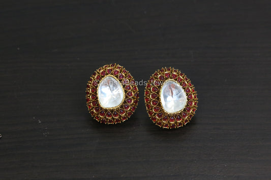 Large Kemp & Polki Kundan Studs