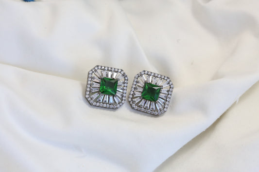 Victorian CZ Studs -Green