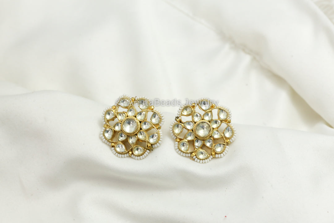 Clear Pachi Kundan Studs