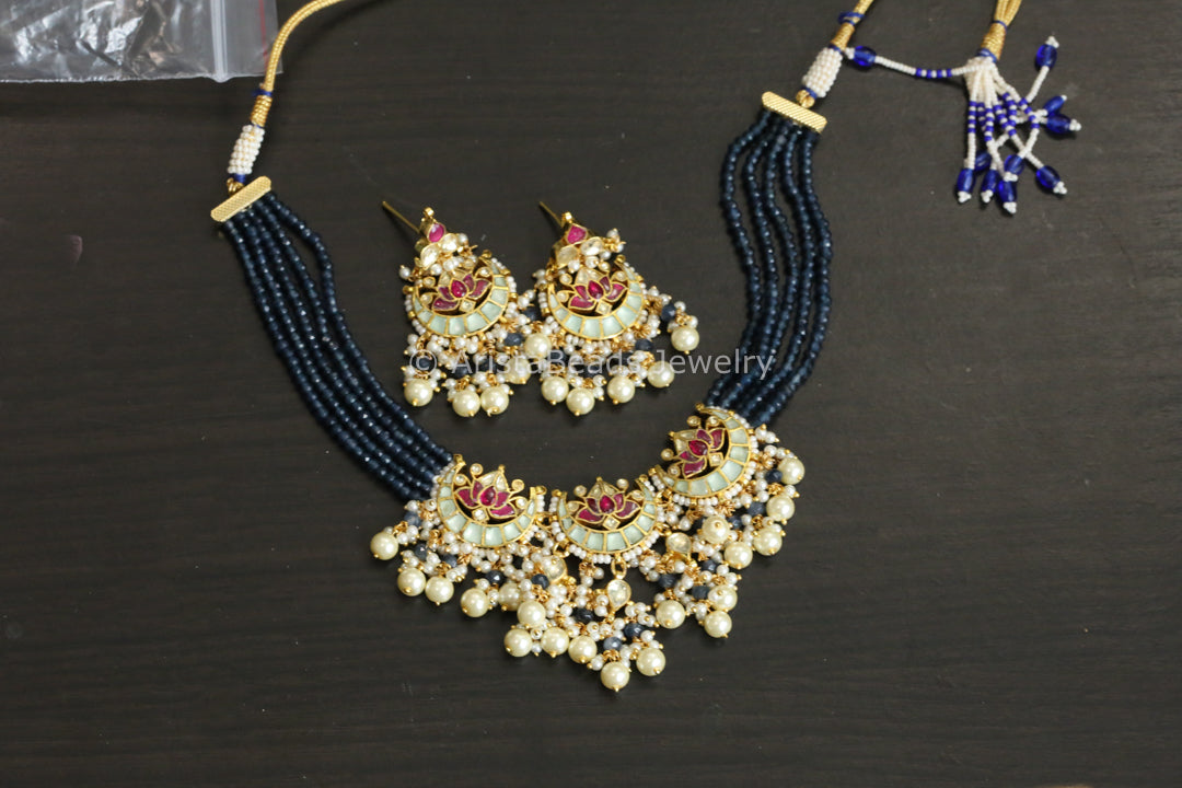 Mint & Blue Pachi Kundan Necklace Set