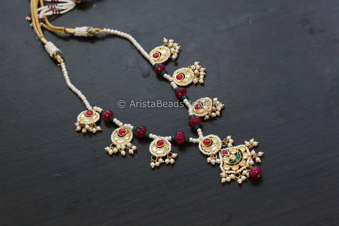 Pachi Kundan Motif Pearl Mala Necklace
