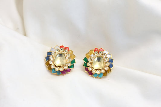 Premium Navratan Uncut Polki Studs