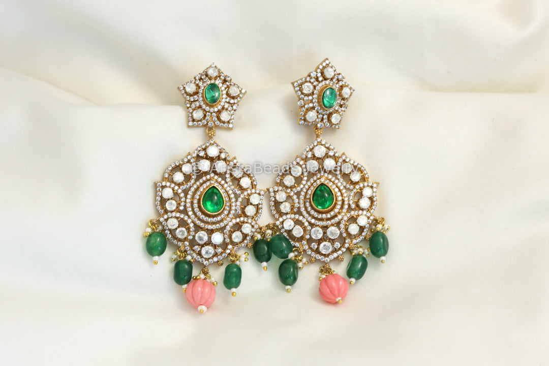 Real Moissanite Green Pota Earrings - Coral Drop