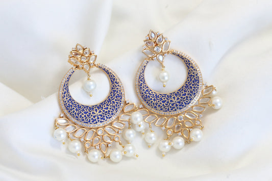 Enamel Clear Polki Chandbaali