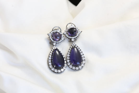 Candy Look Pota & CZ Earrings - Purple