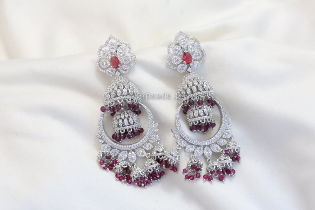 Nano CZ Chandbaai Jhumka - Red