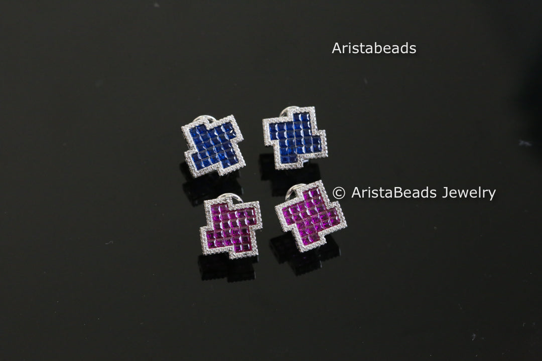 Dainty Cute Invisible CZ Studs - Style 2