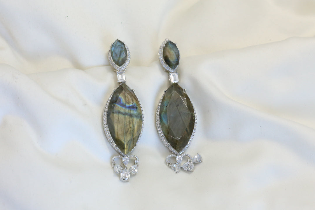 Labradorite Cab CZ Earrings