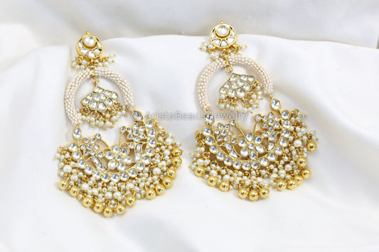 Fine Pachi Kundan Pearl Chandbaali