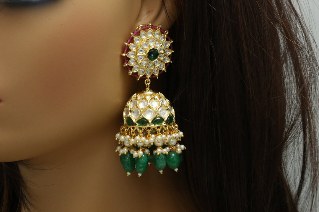 Kundan Polki Jhumka - Ruby Piroyi