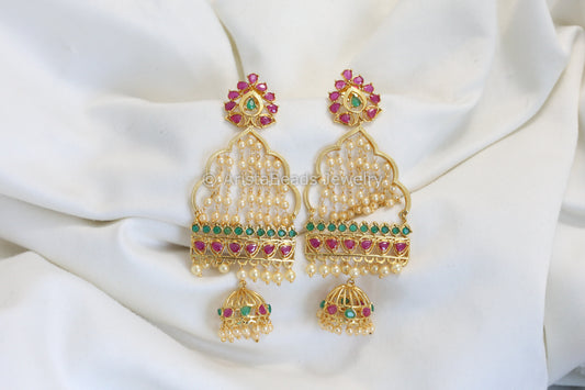 Jharoka Antique Gold Jhumka